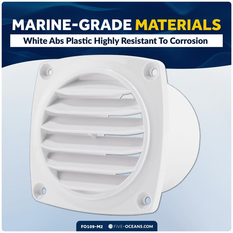 Five Oceans 6-Slotted Louvered Hose Vent, 3-inch Hose Diameter, 2 Pack Air Hose Thru Vent, White ABS Plastic - FO109-M2 - Image 5
